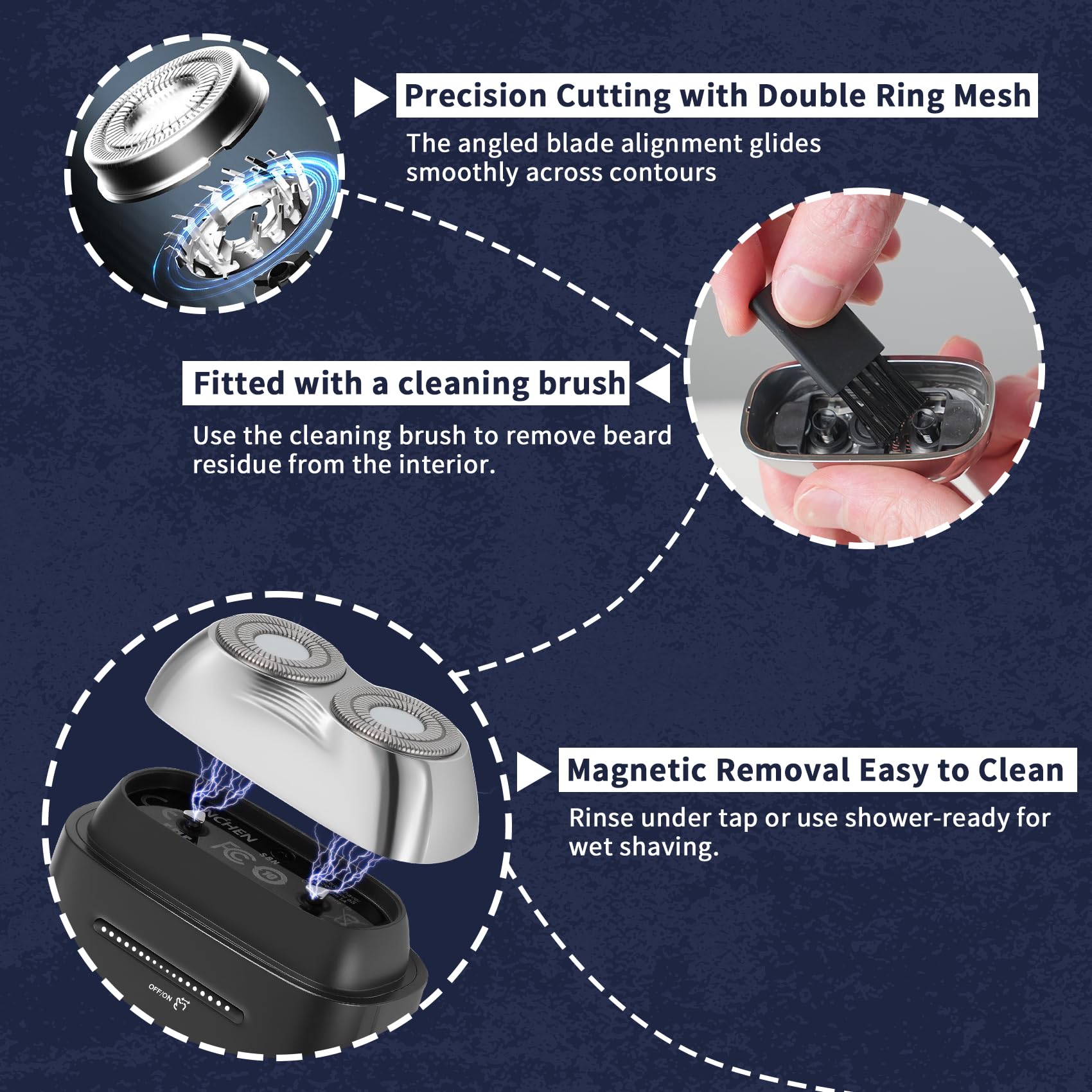 Ynipanda shaver LED display shows battery and speed for reliable grooming.
