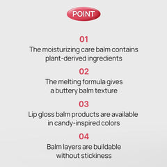 YNM Candy Gloss Balm close-up reveals buttery texture that melts on lips.