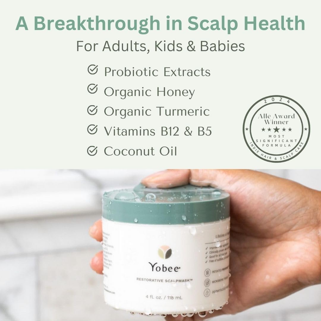 Yobee Restorative Scalp Mask jar and label showcase premium, gentle scalp care