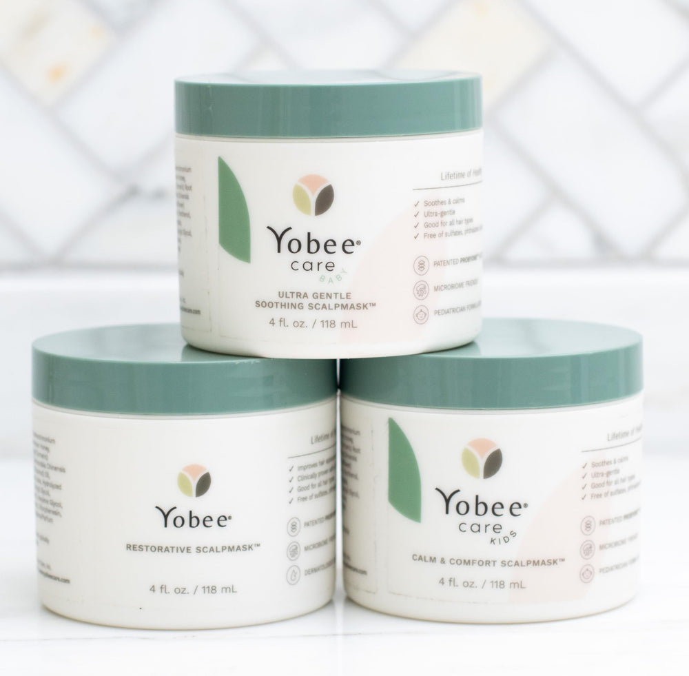 Probiotic blend graphic suggests balanced microbiome support for the scalp