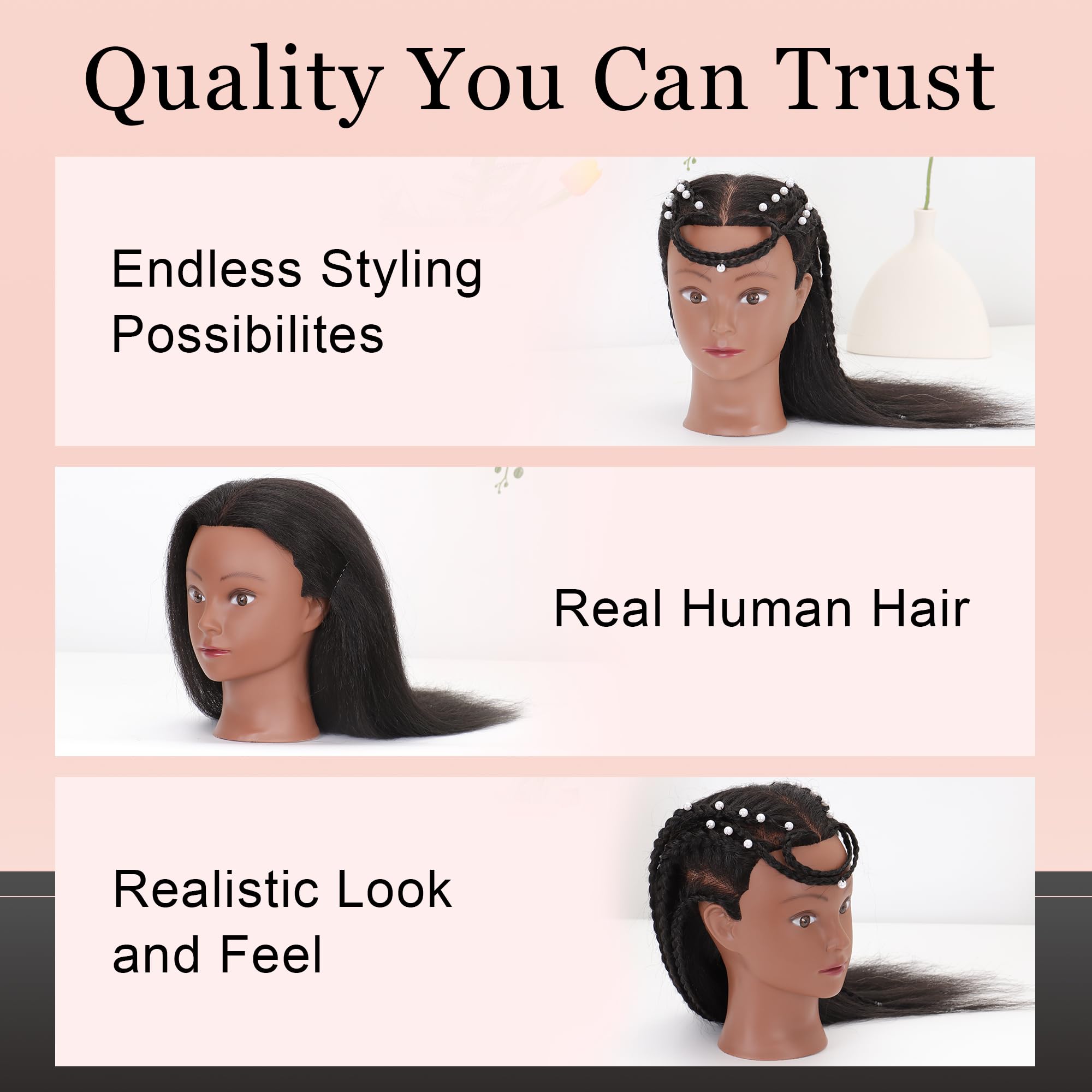 YODIDI mannequin head braided hair practice demonstrating technique learning.