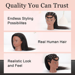 YODIDI mannequin head braided hair practice demonstrating technique learning.