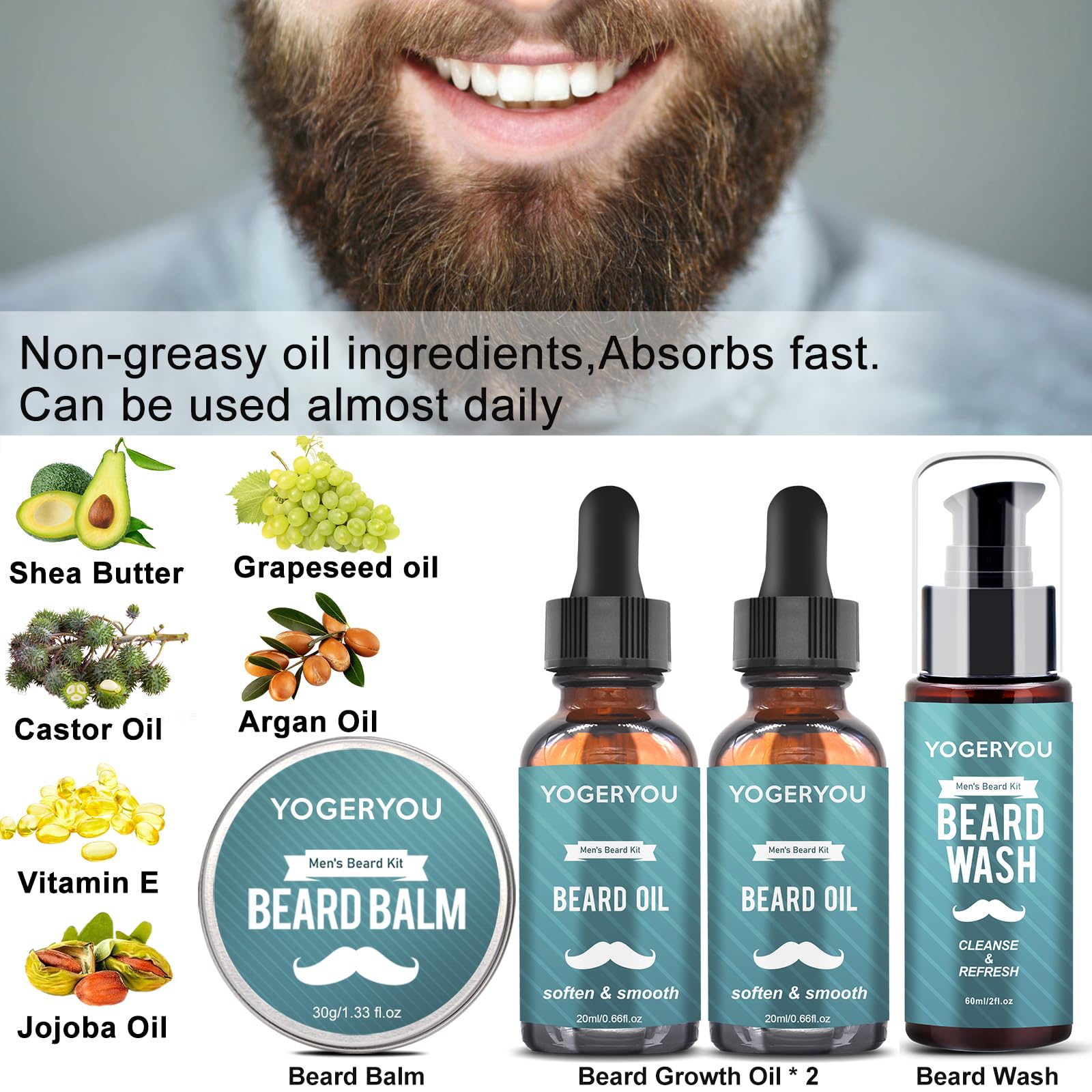 YogerYou beard balm tube helps control flyaways for a polished, defined style