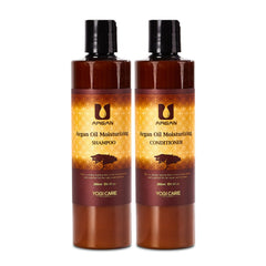 YOGI CARE argan oil shampoo bottle with a gentle, sulfate-free cleansing formula.