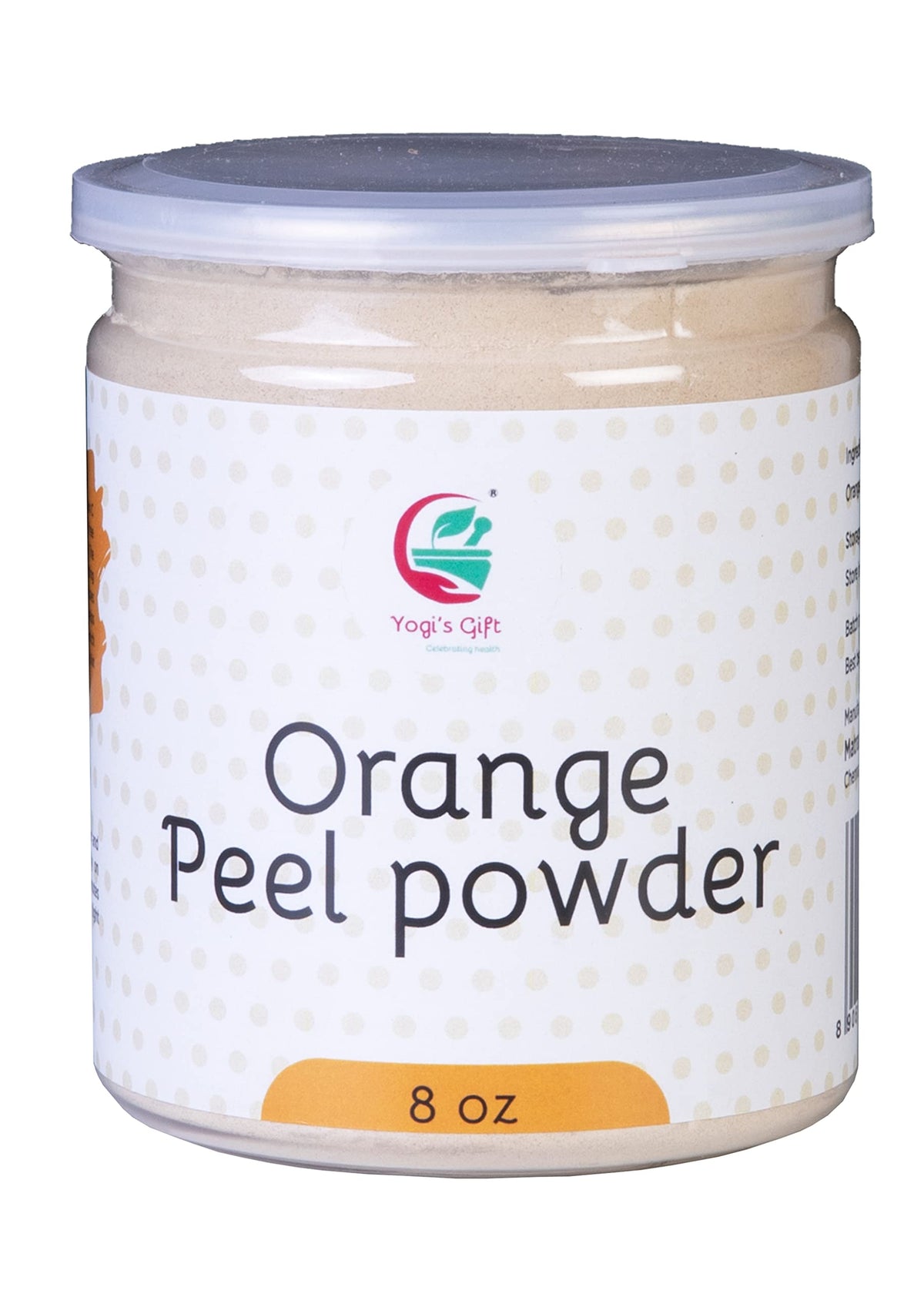 Packaging of Yogi’s Gift orange peel powder showing a vitamin-rich natural formula.