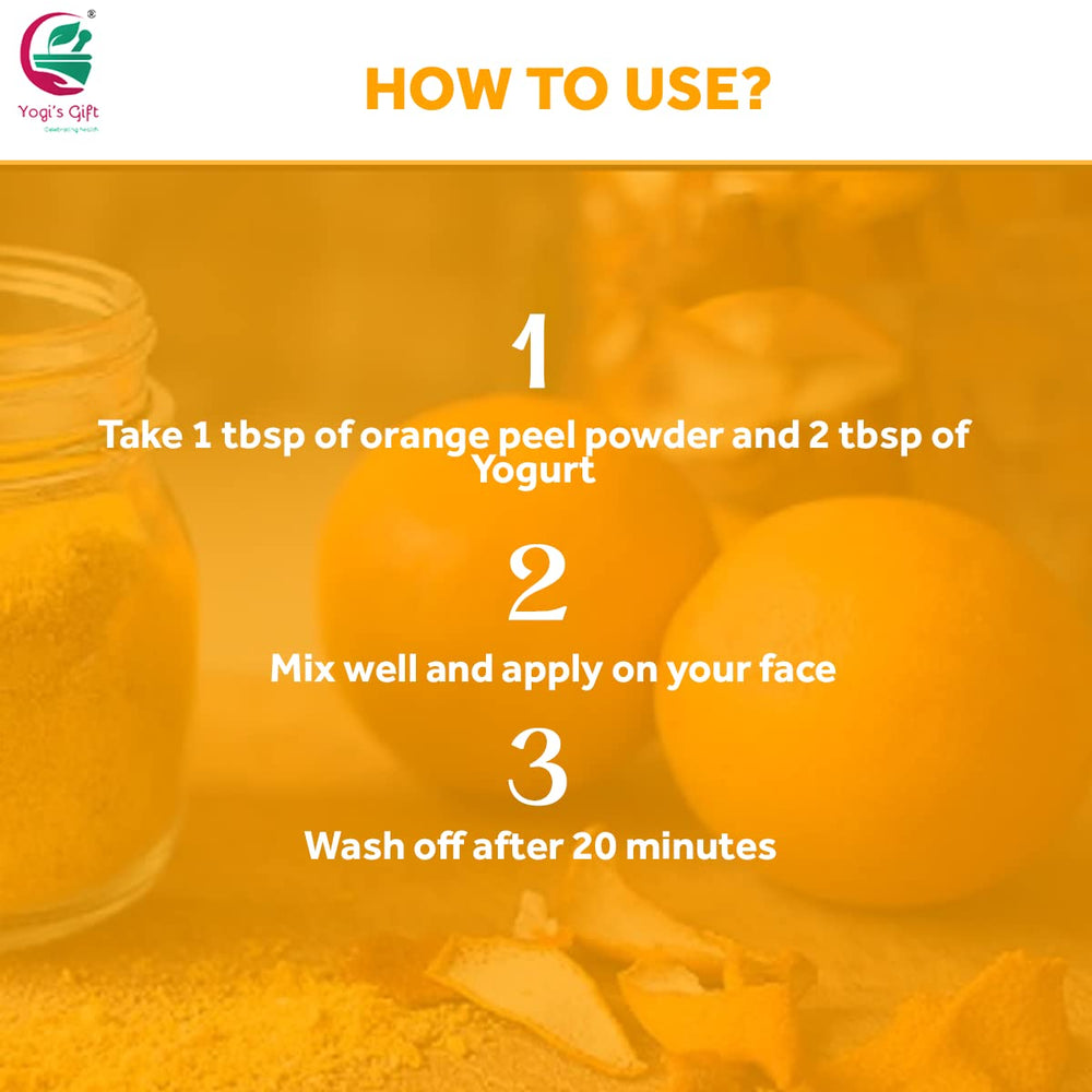 Vanity scene with Yogi’s Gift orange peel powder jar in a natural skincare setup.