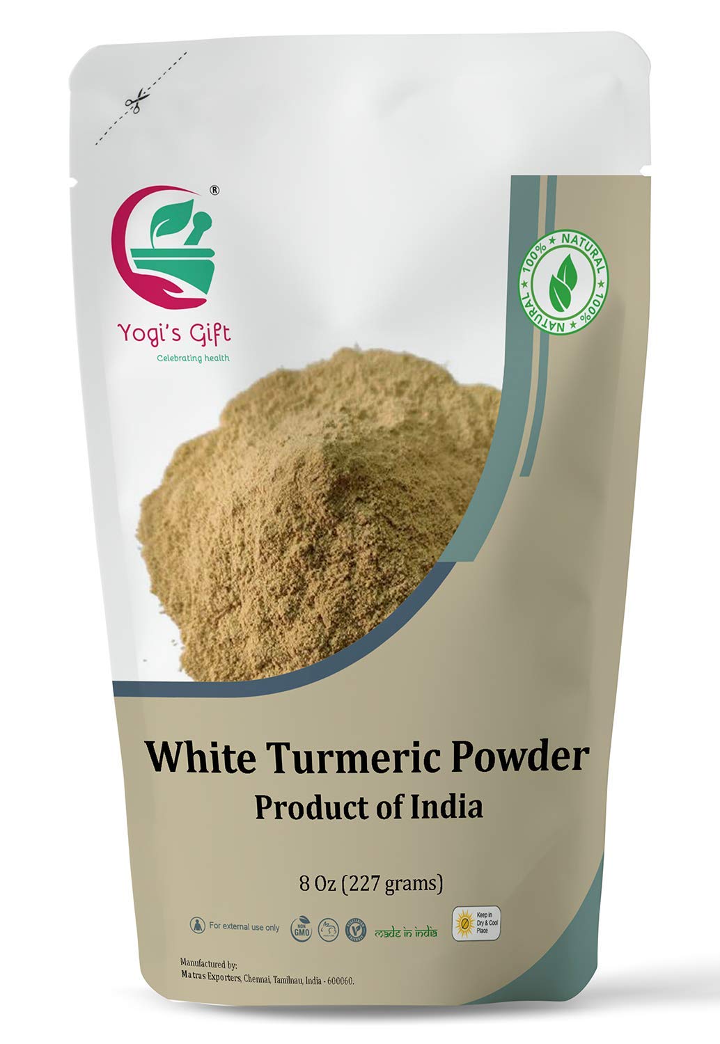 YOGI’S GIFT White Turmeric Powder bottle for herbal skin care benefits