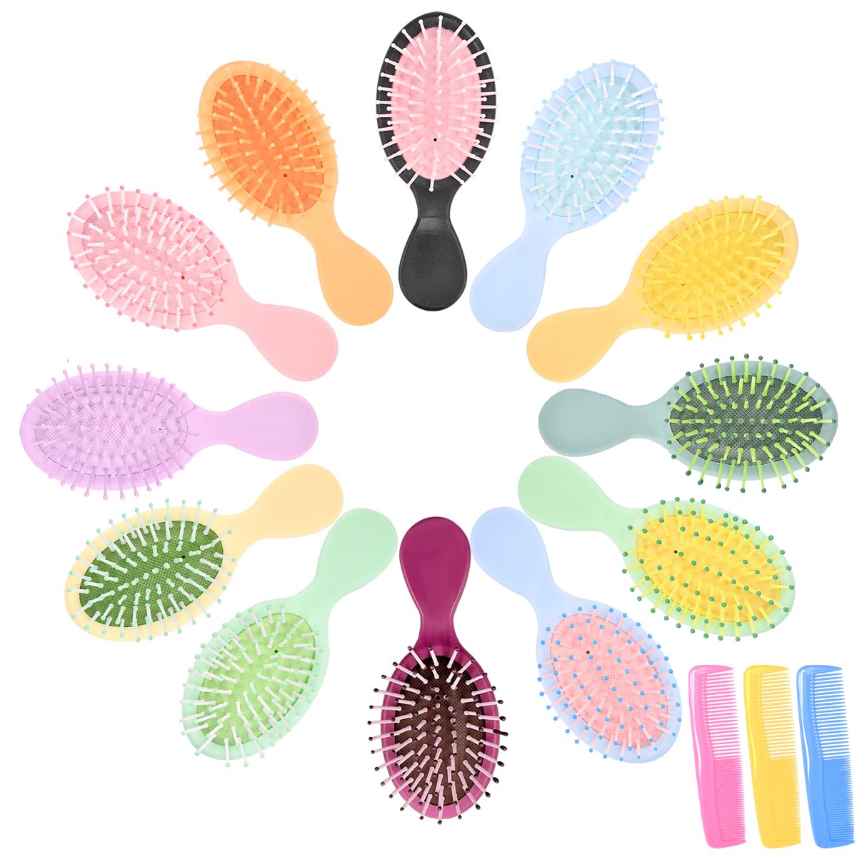 YOJOR mini wet hair brush pack closeup; travel-friendly and detangles hair on the go.