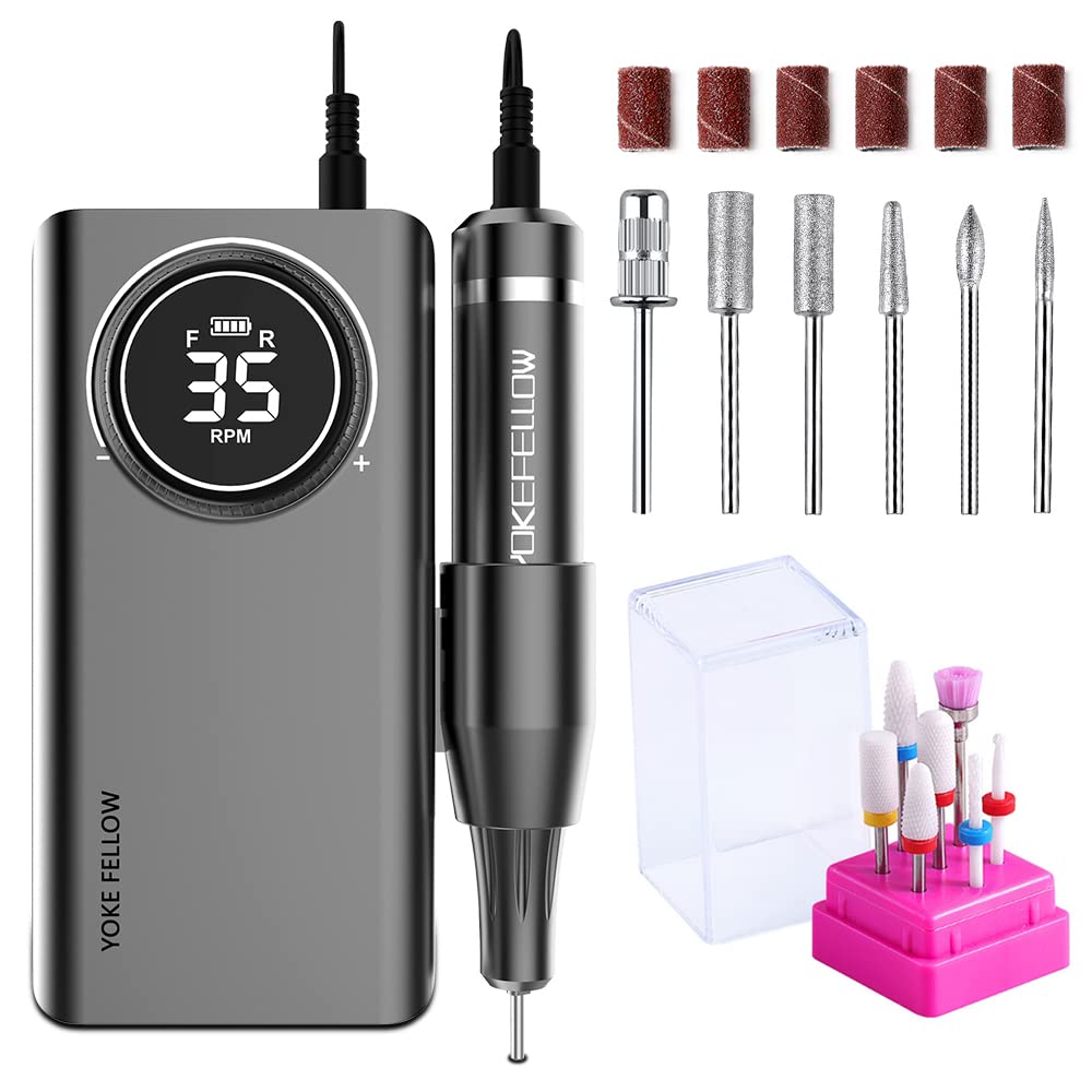 YOKE FELLOW rechargeable nail drill delivers fast 35000rpm performance for manicures.