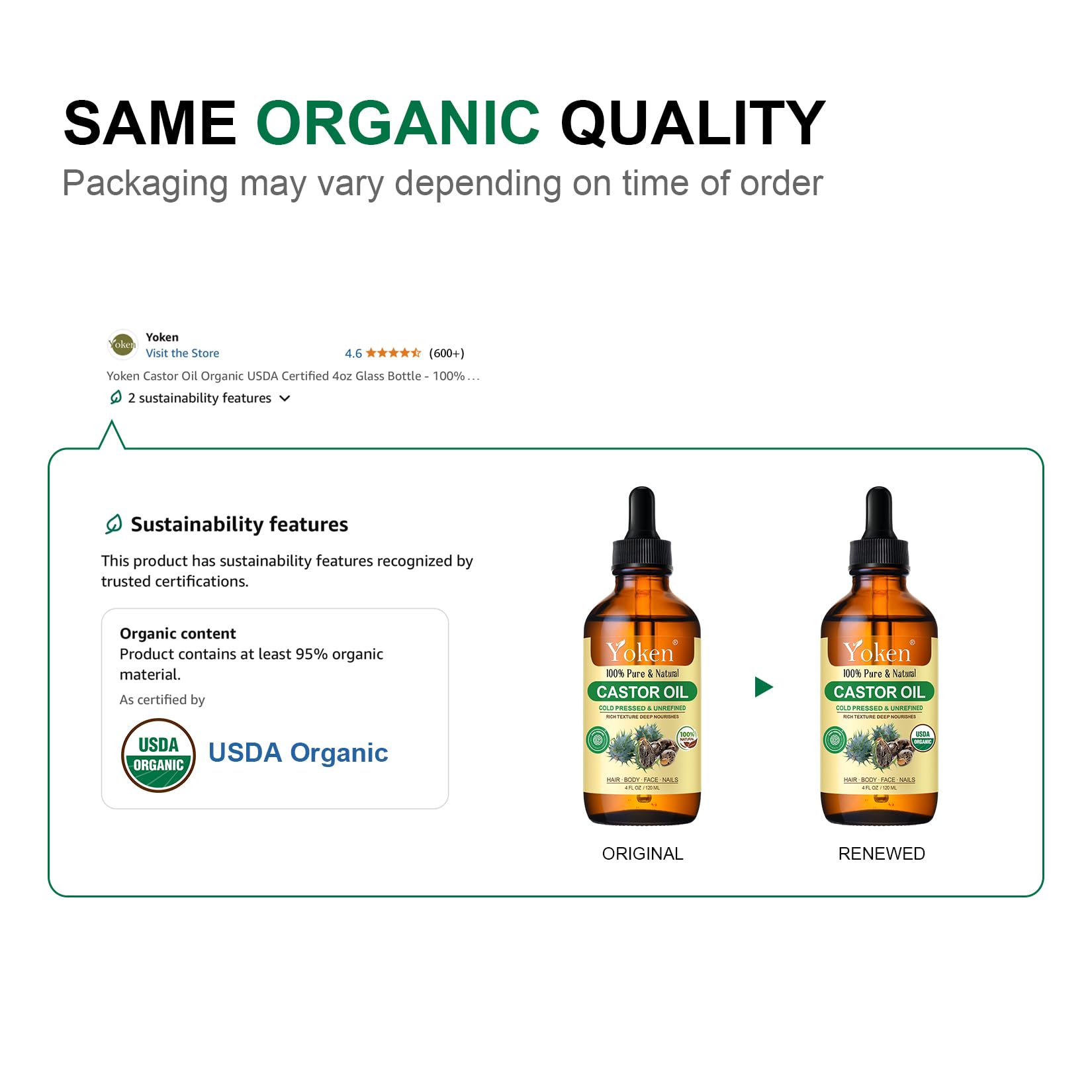 Yoken castor oil with dropper cap for precise, mess-free application