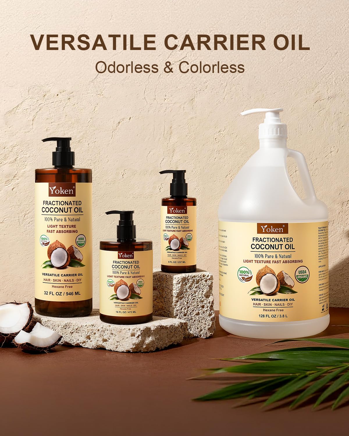 Hexane-free seal on Yoken organic coconut oil bottle.