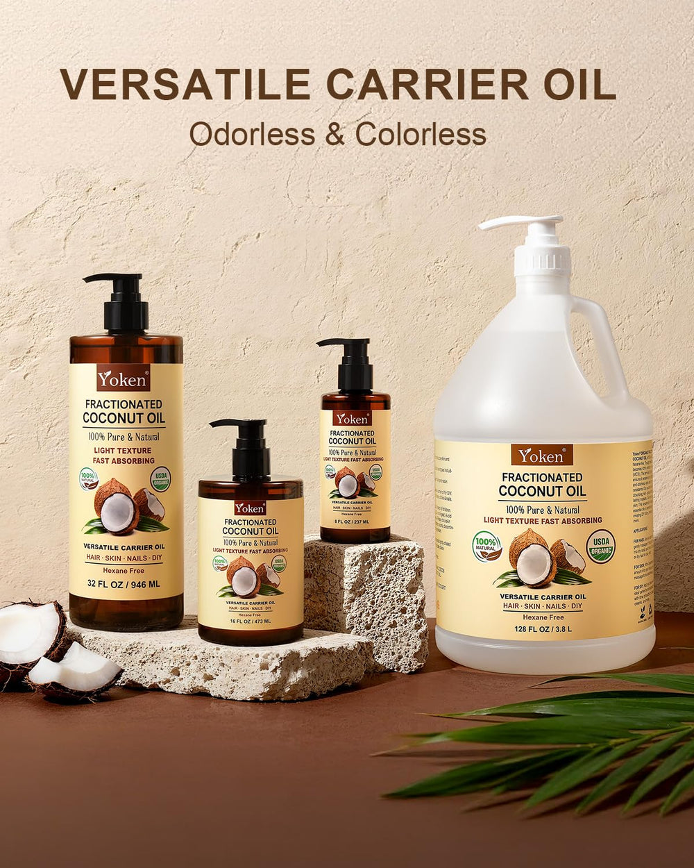Hexane-free seal on Yoken organic coconut oil bottle.
