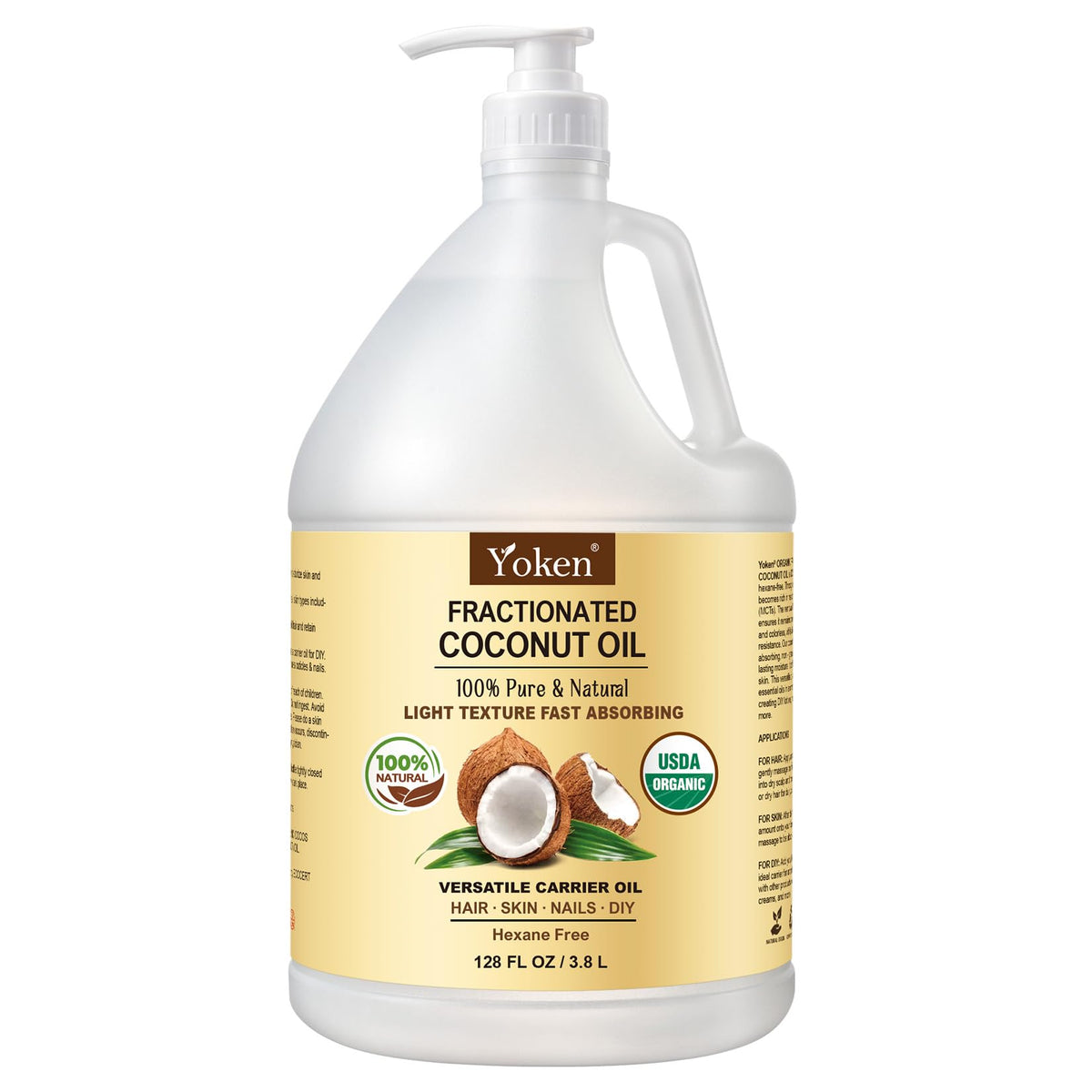 Yoken coconut oil liquid bottle pour for easy massage application