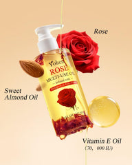 Yoken rose petals infused oil shown for gentle skin care