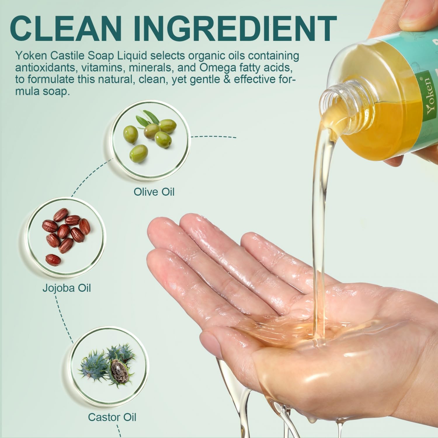 Yoken dish-cleaning scene shows mild, effective soap for kitchen cleaning.