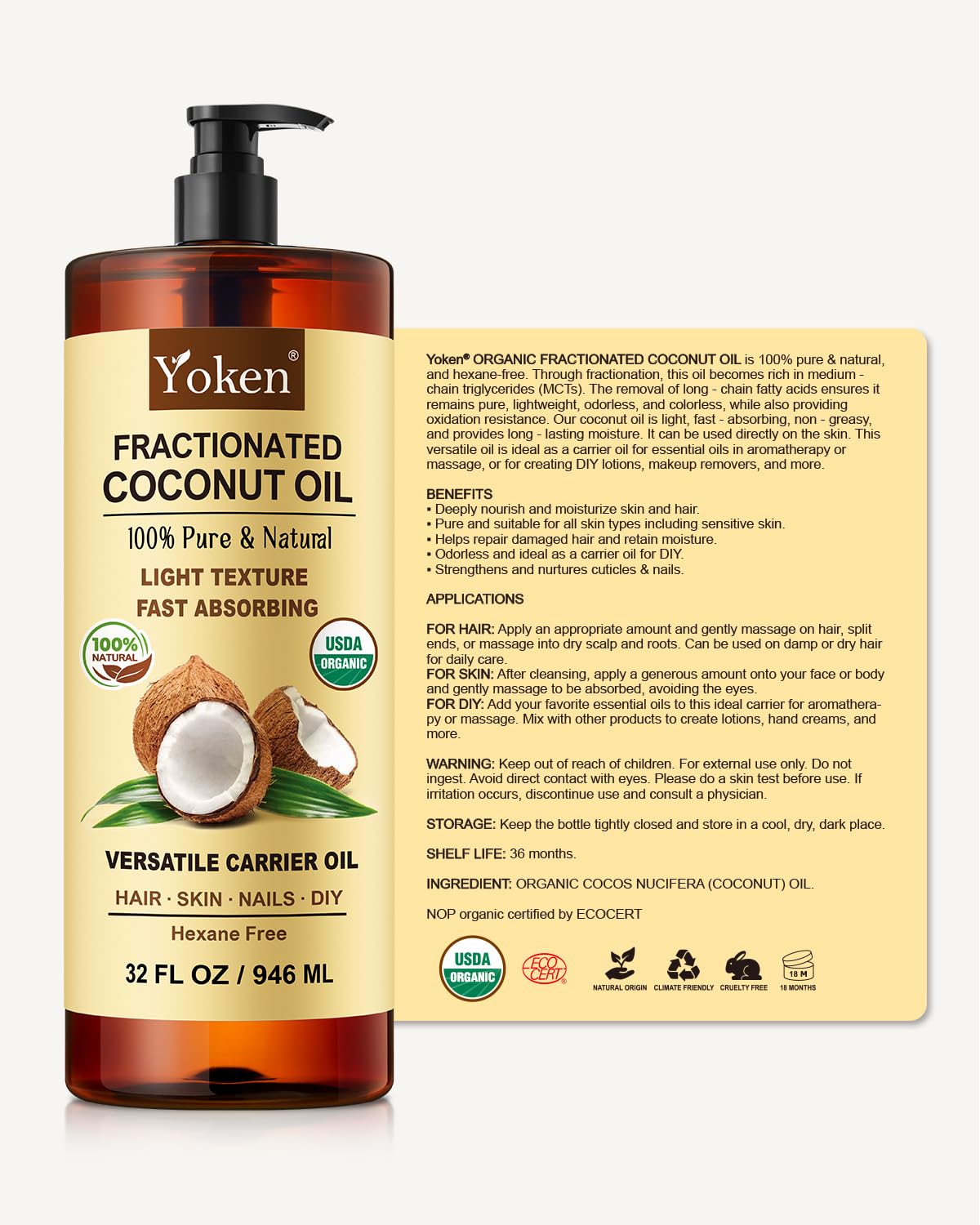 Yoken ethically packaged coconut oil in eco-friendly container