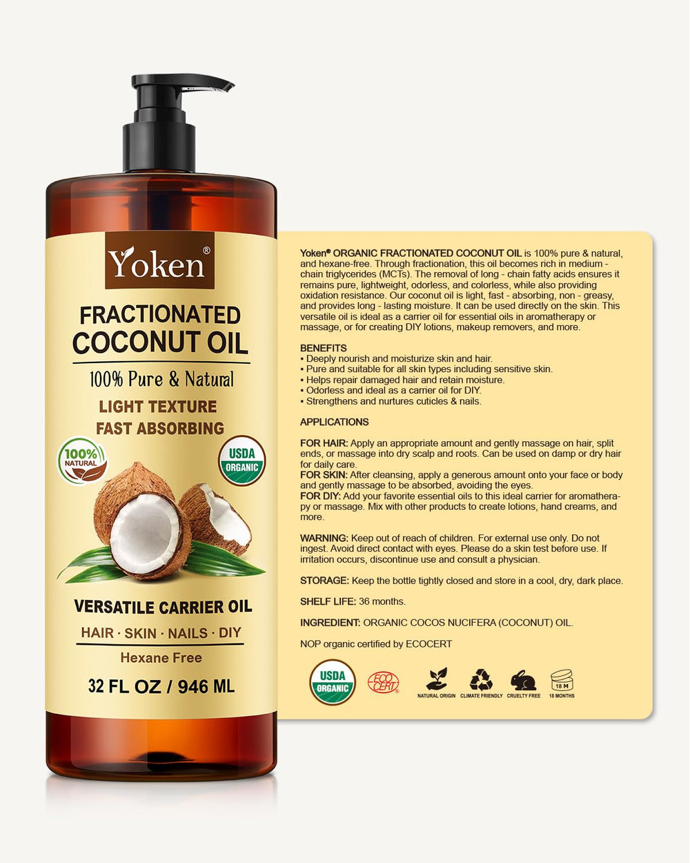 Yoken ethically packaged coconut oil in eco-friendly container