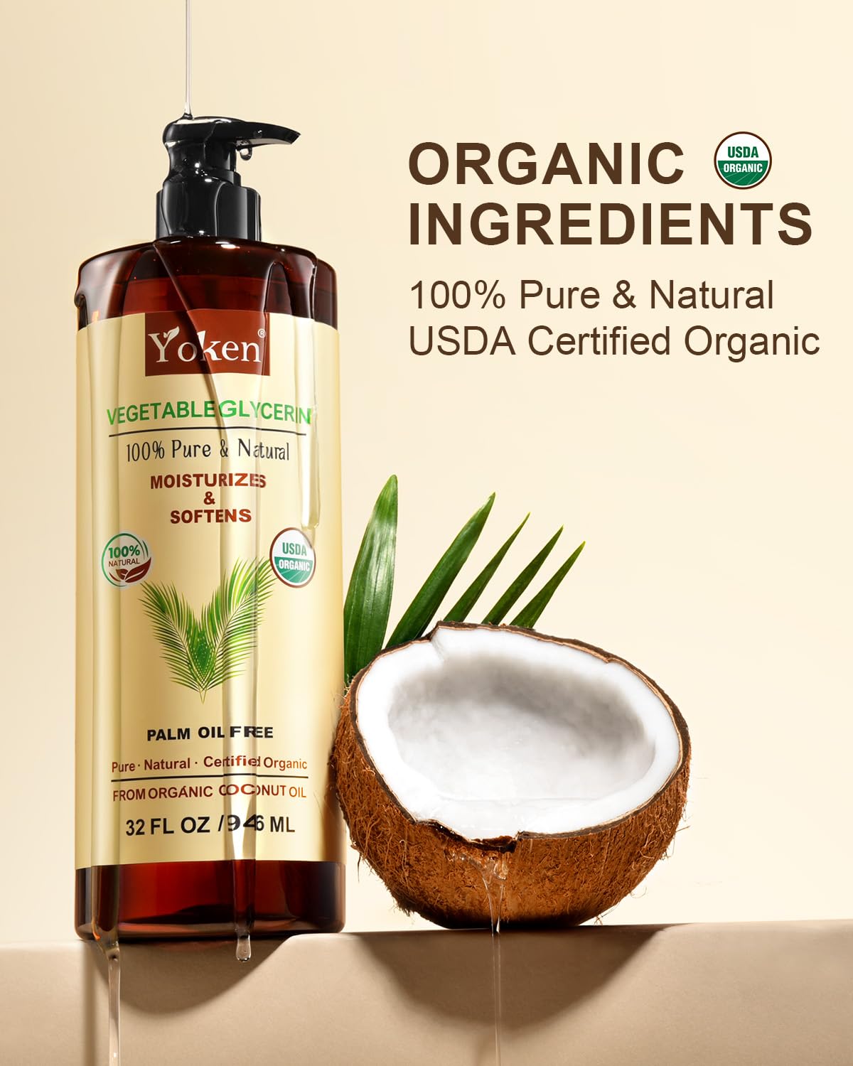 Yoken glycerin coconut-derived base for clean formulations