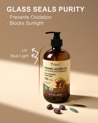Yoken jojoba oil applied to face for gentle daily moisturization.