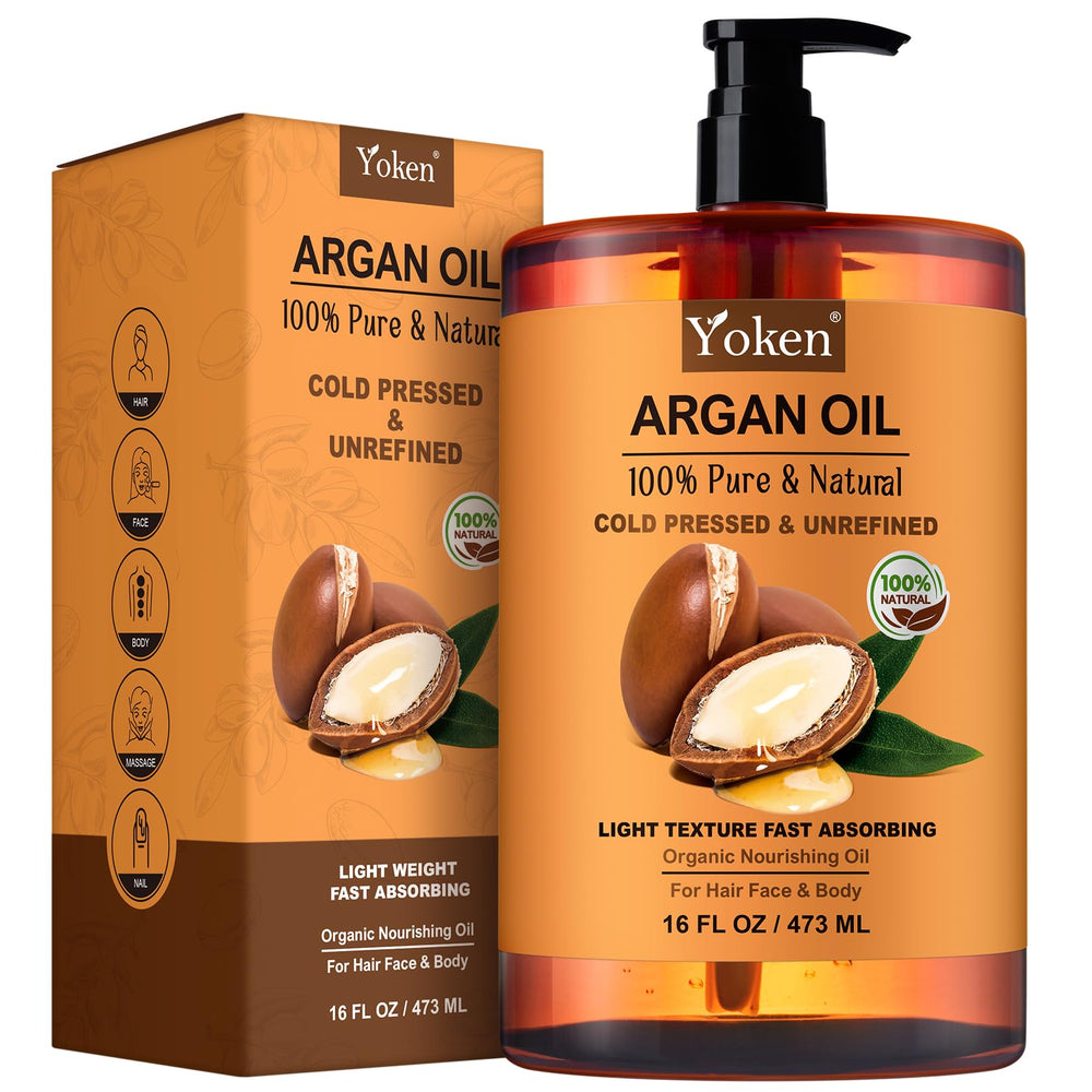 Yoken Pure Argan Oil 16oz bottle for hair and skin nourishment