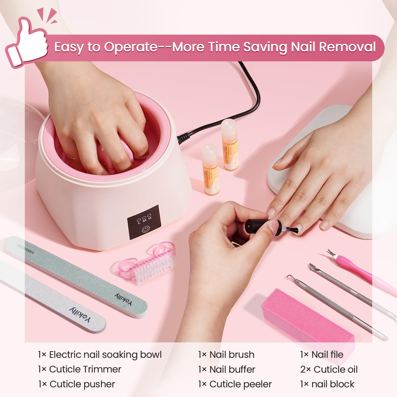 Yokilly 10-piece nail remover kit for home and salon use.