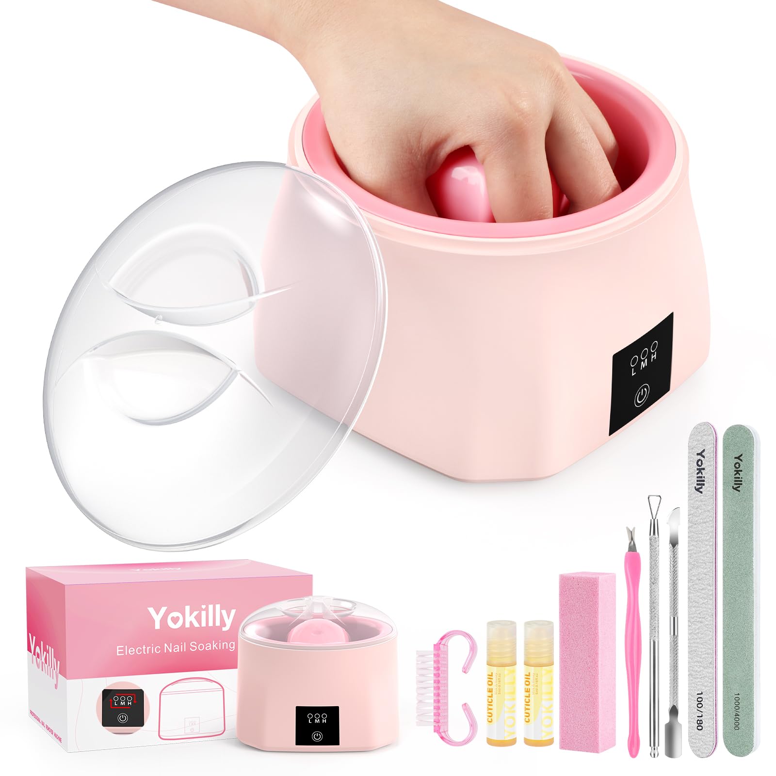 Yokilly Nail Soaking Bowl Heated for smooth, at-home nail removal.