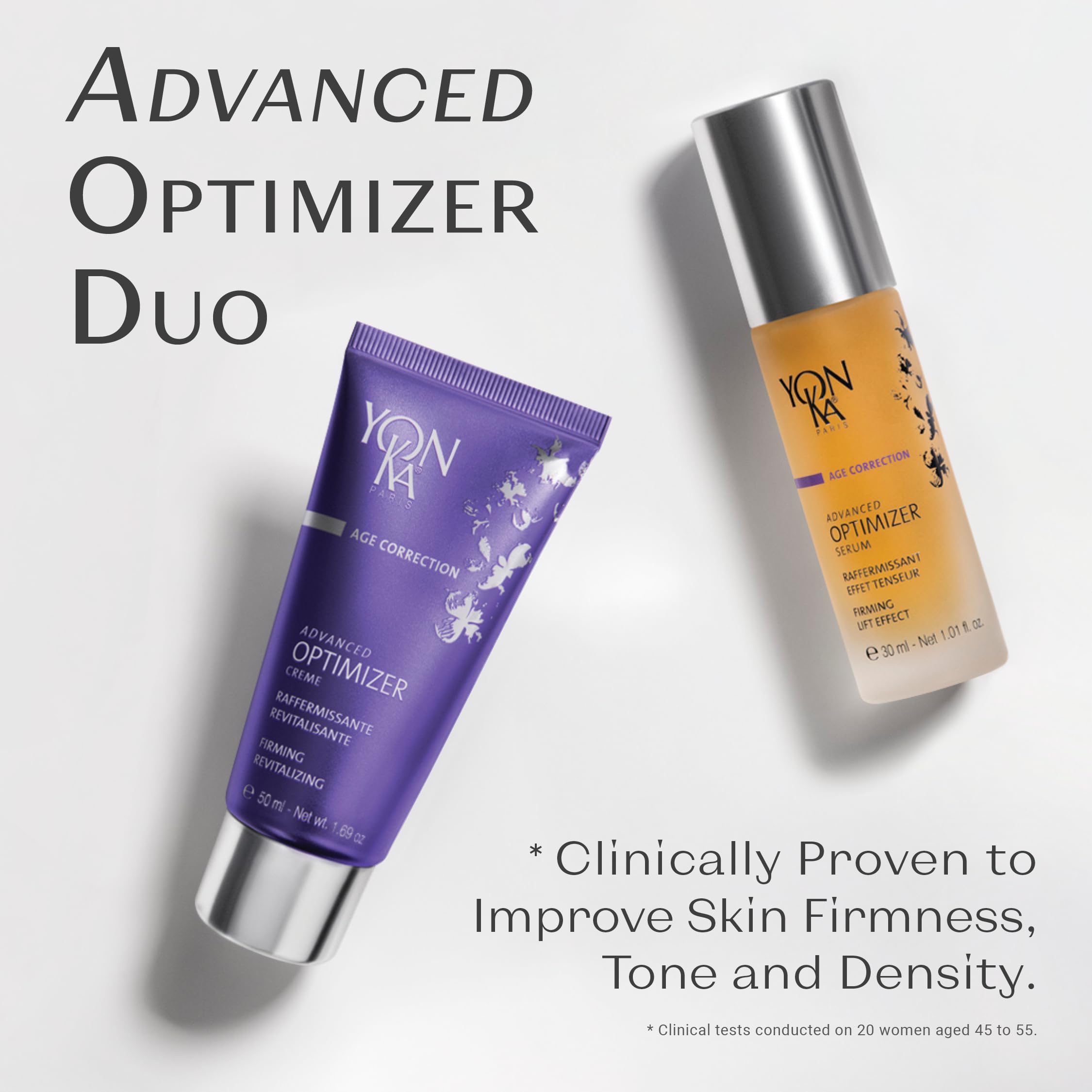 Yon-Ka Advanced Optimizer Serum and Cream on skin during routine for daily renewal.