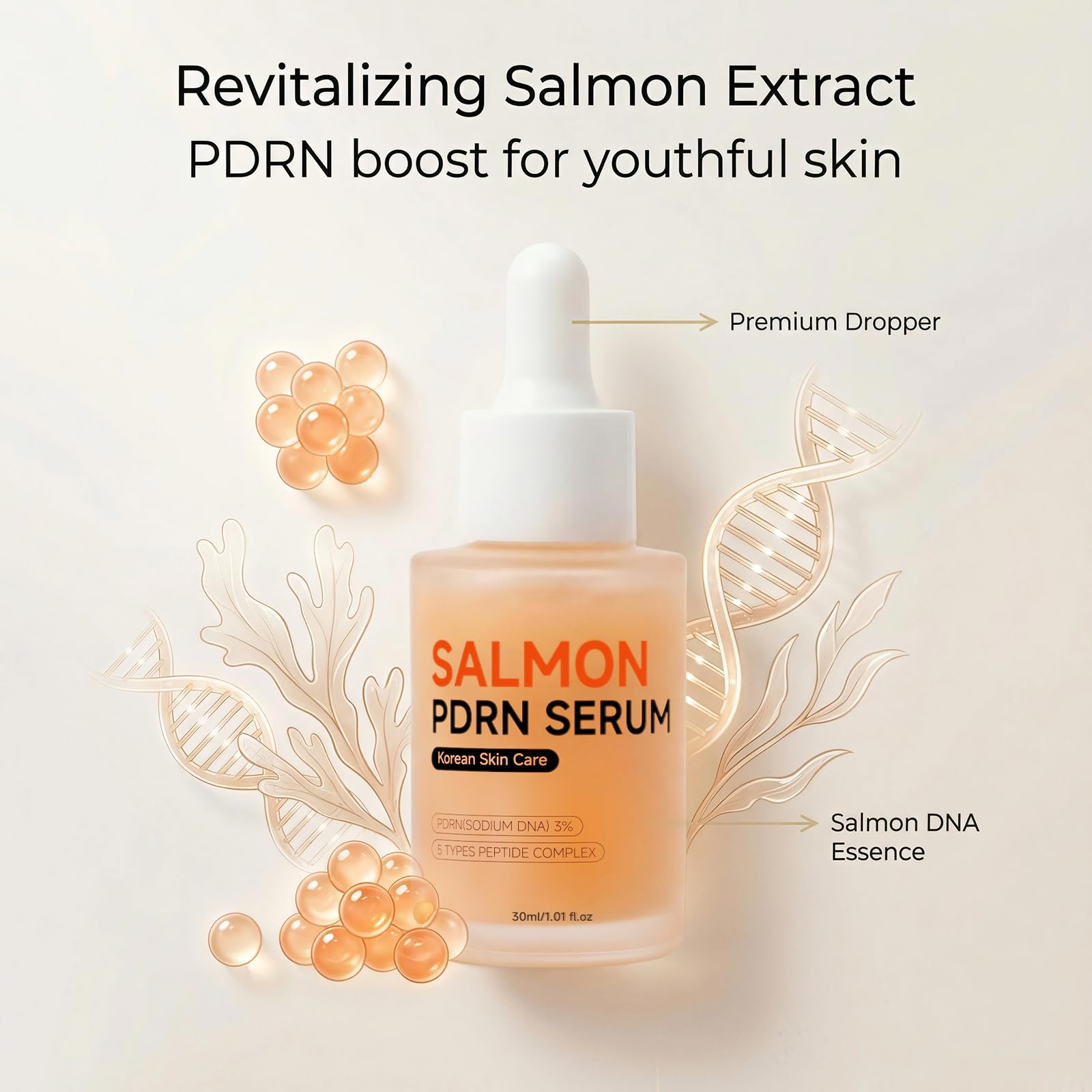 Ingredients panel on Yoneya Salmon DNA Serum highlights PDRN and niacinamide