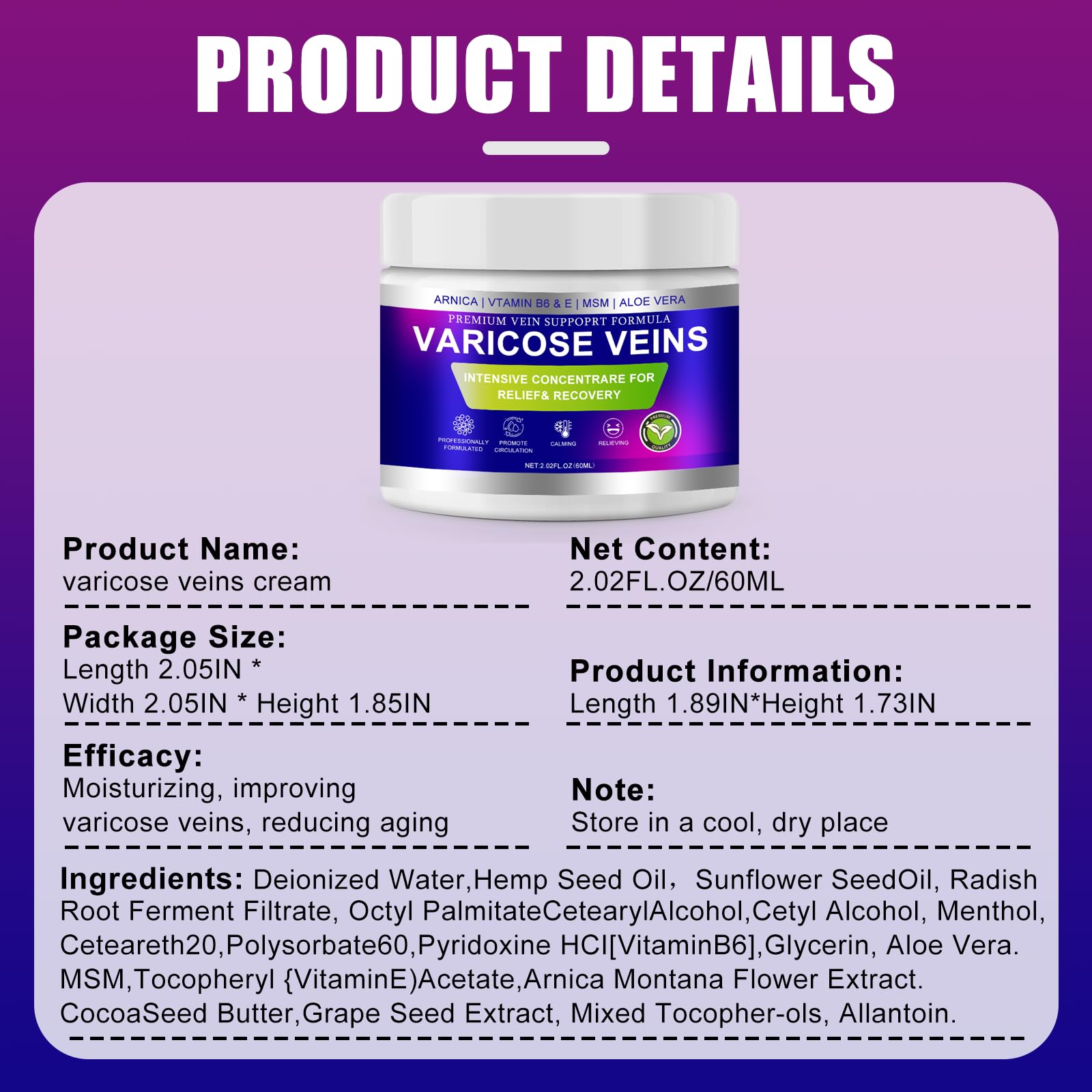 Yongsenina Varicose Veins Cream close-up showing healthier leg appearance.