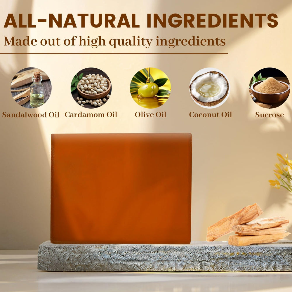 Yoniagood sandalwood soap bar producing rich lather for face and body cleansing.