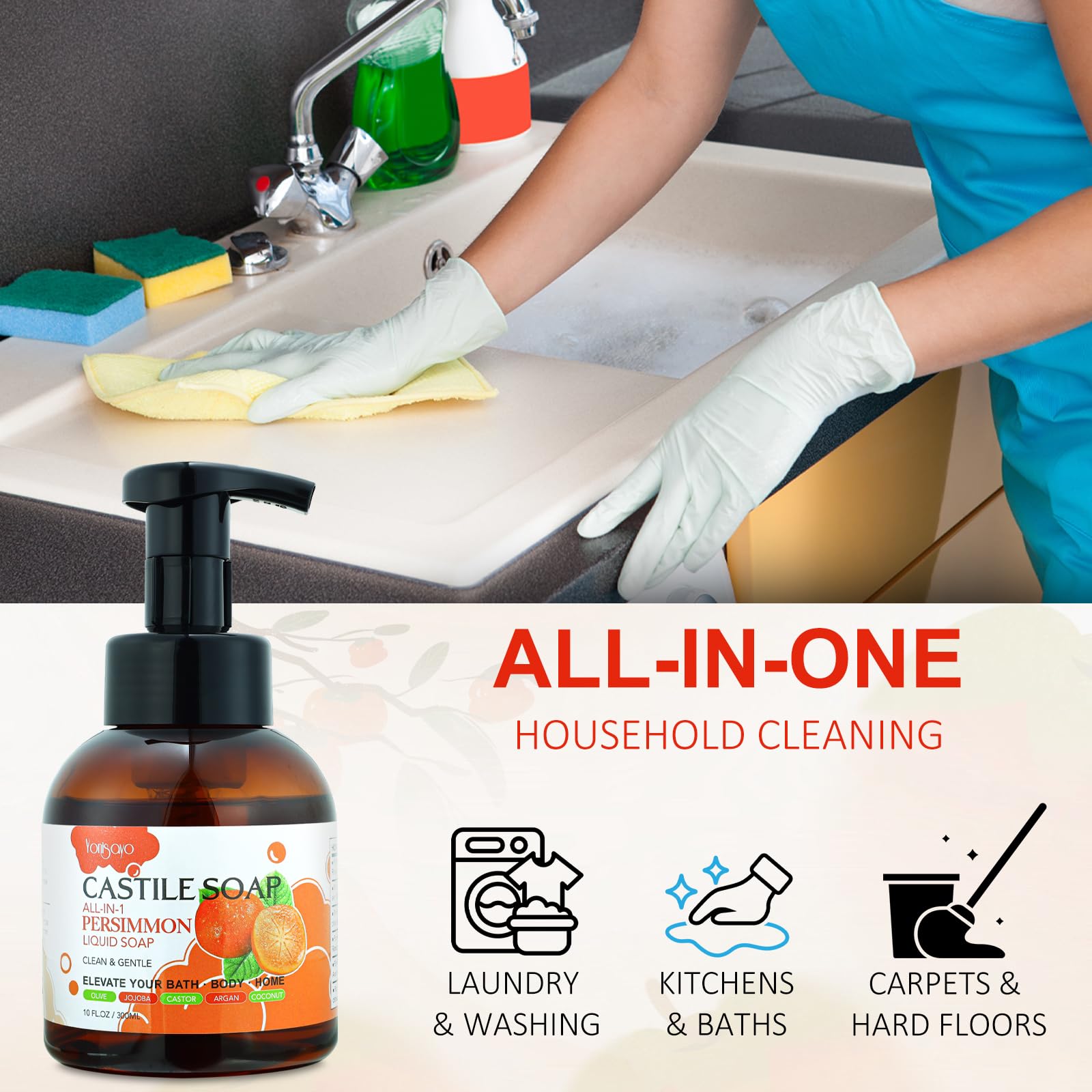 yonisayo persimmon castile soap luxurious mousse on hand