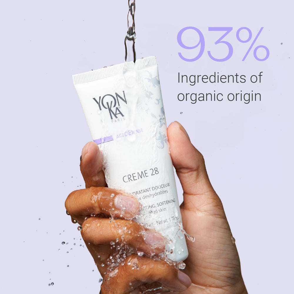 Morning routine scene with Yon-Ka Lotion and cream application for hydration.