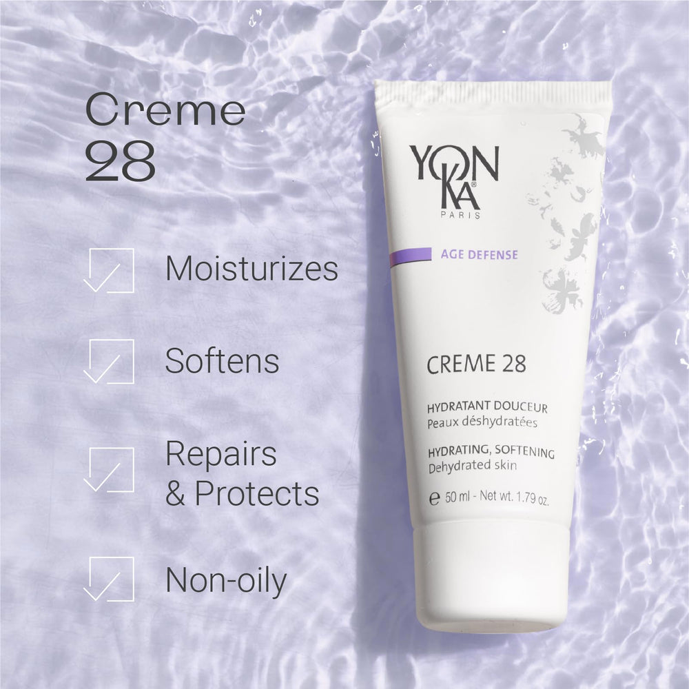 Close-up of Yonka Age Defense Creme 28 texture showing smooth, nourishing cream.