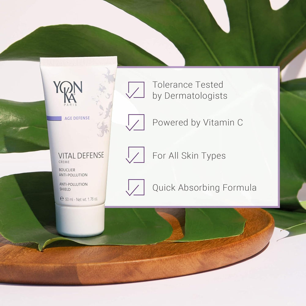 Yon-Ka Paris Age Defense application on face and neck promotes even hydration.
