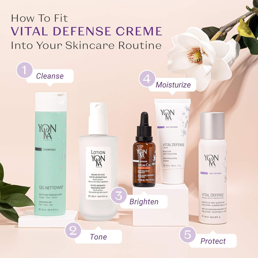 Yon-Ka Paris Age Defense with CoQ10 in focus for antioxidant support.