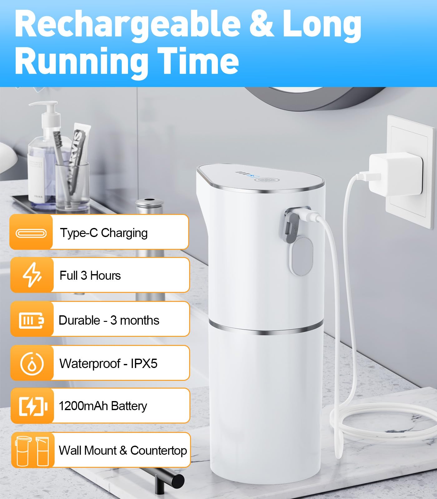 YONVEXO 350ml capacity keeps ample soap ready for busy kitchens and baths.