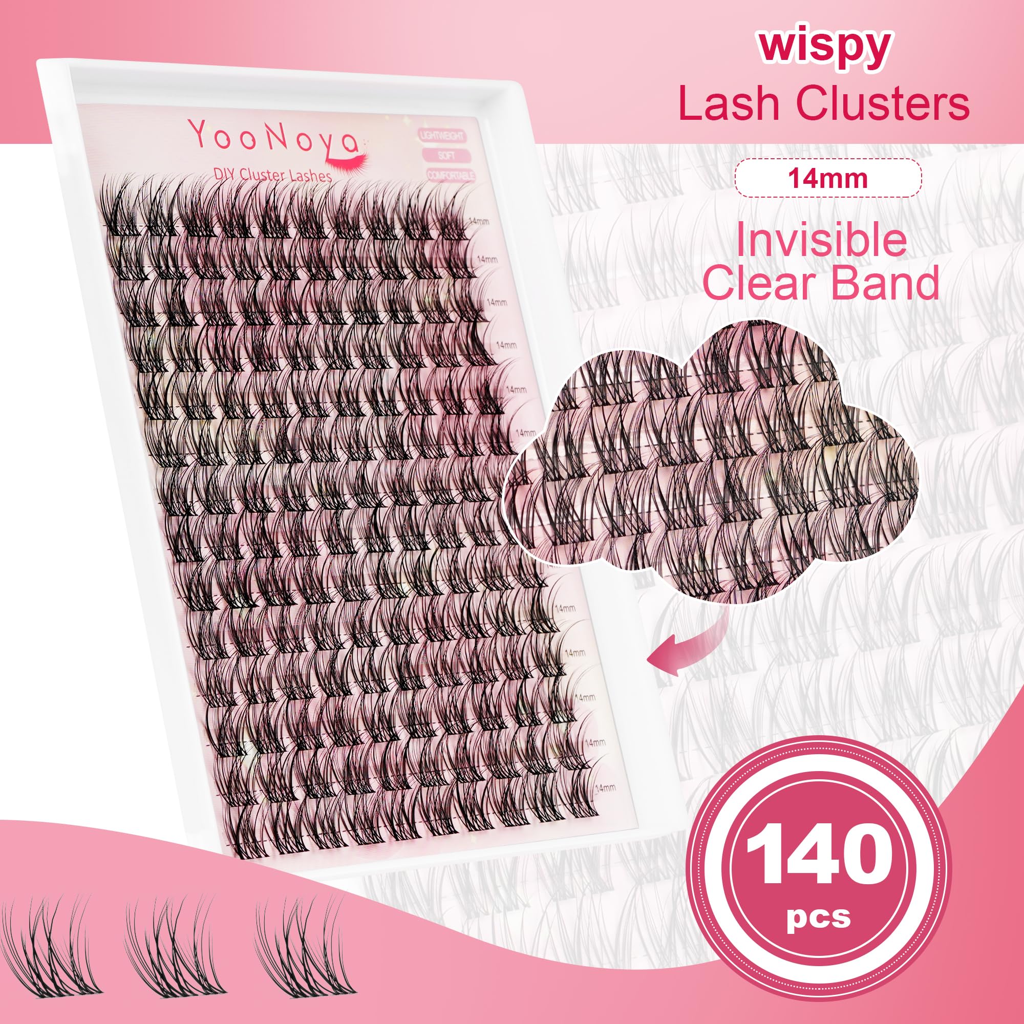 Yoonoya C-curve lift lash clusters emphasize the lid line with gentle curl.