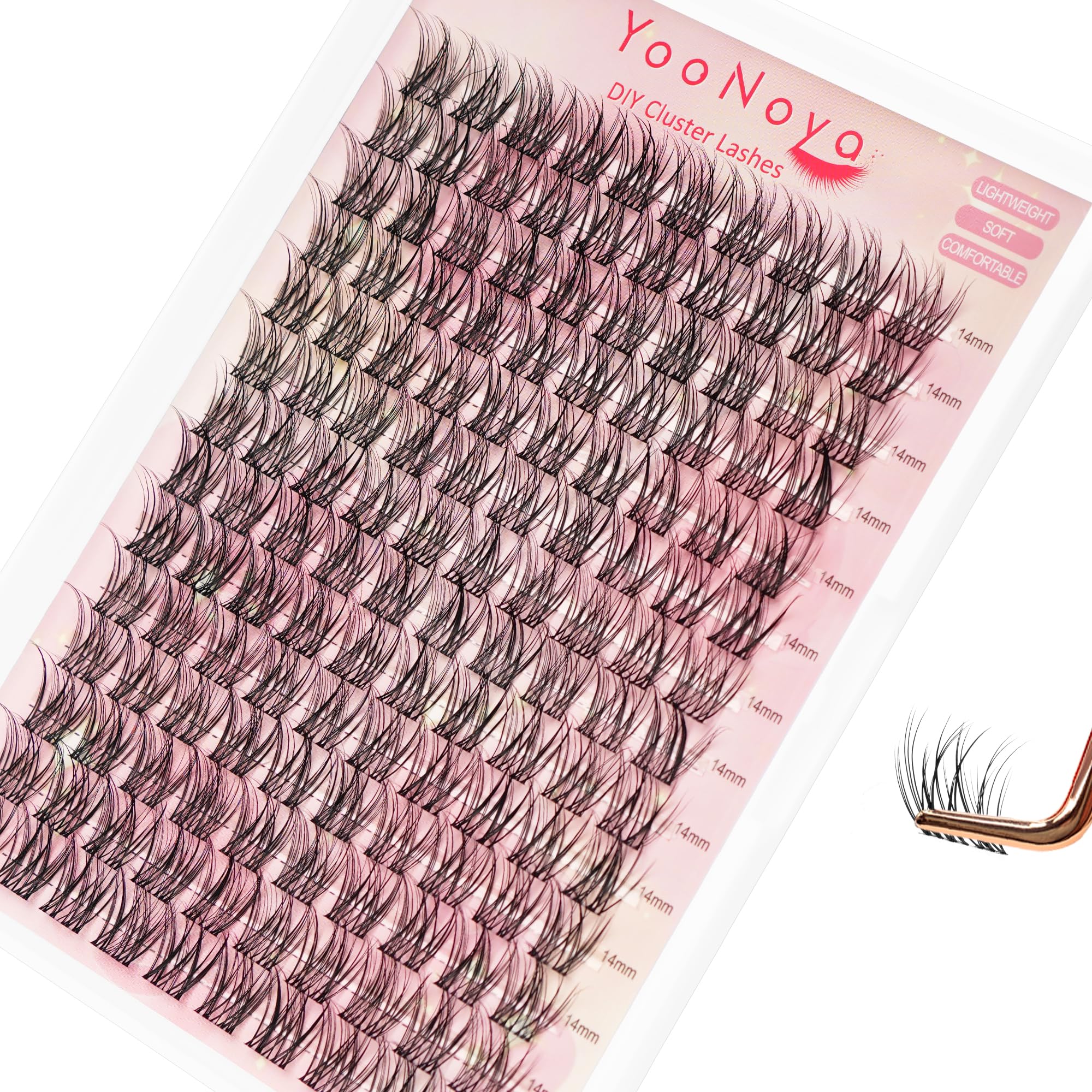 Yoonoya soft PBT fiber lash clusters feel lightweight and comfortable.