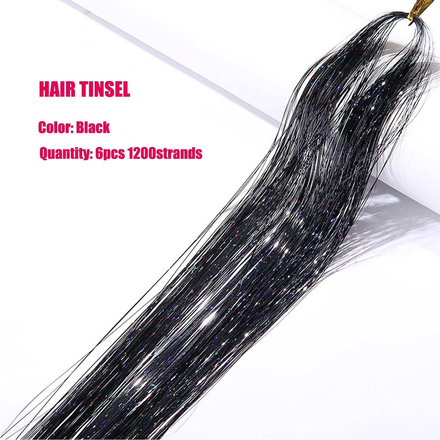 YOOONXI 1200 strands hair tinsel close-up showing premium glitter