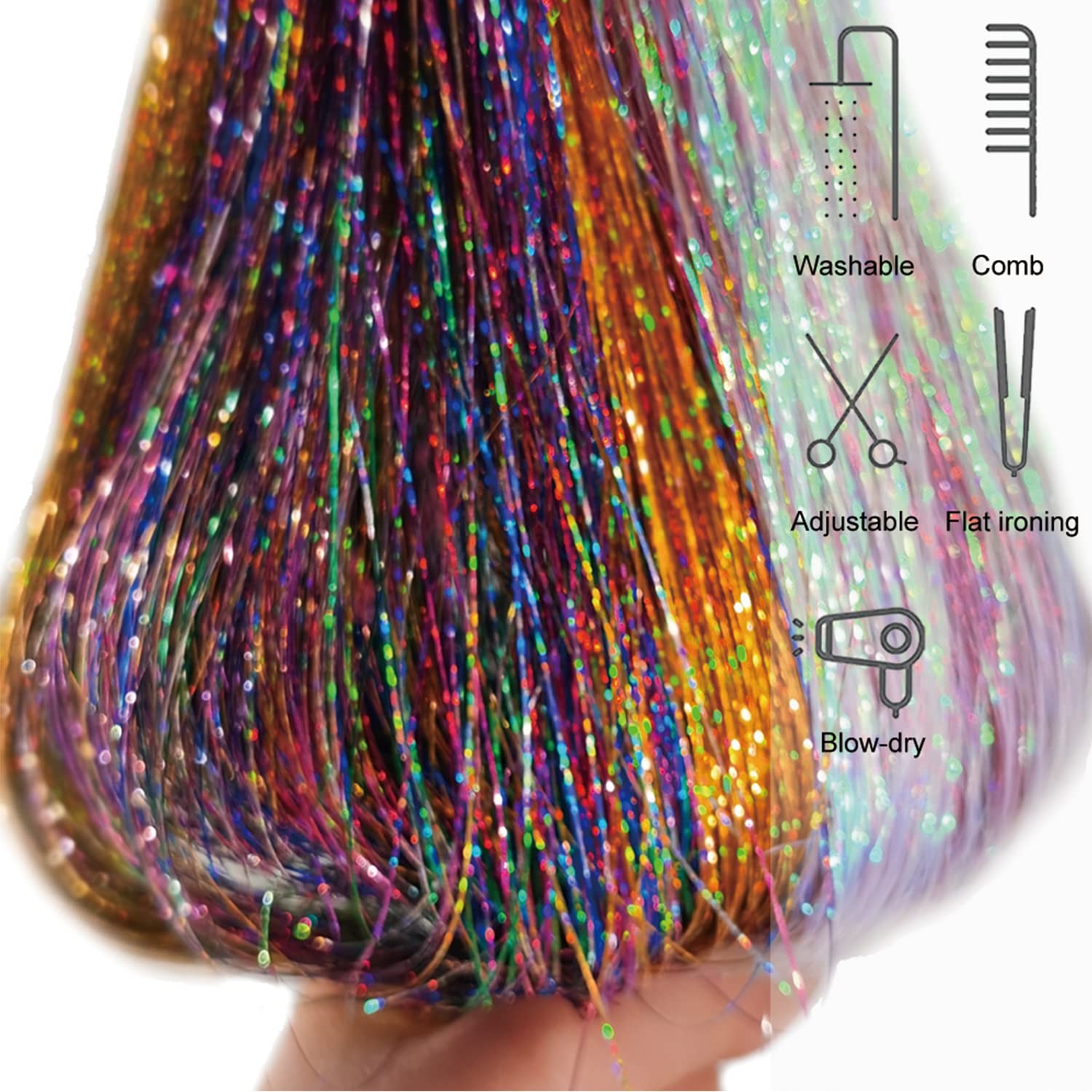 YOOONXI 47-inch tinsel length on hair for versatile styling