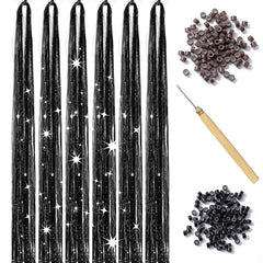 YOOONXI black hair tinsel kit setup for instant shimmer and easy styling