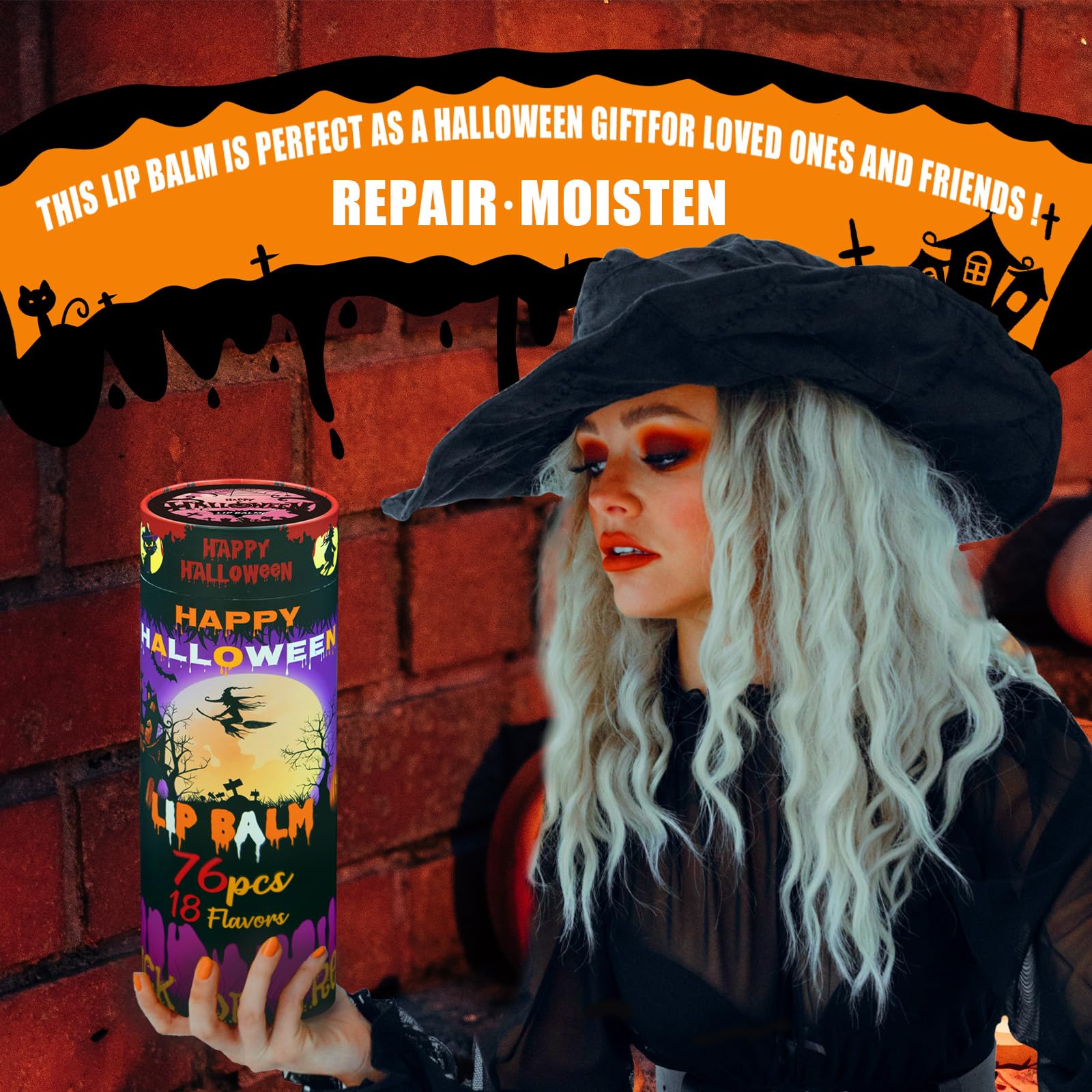 Yopela bulk lip balm display set ideal for Halloween promotions.