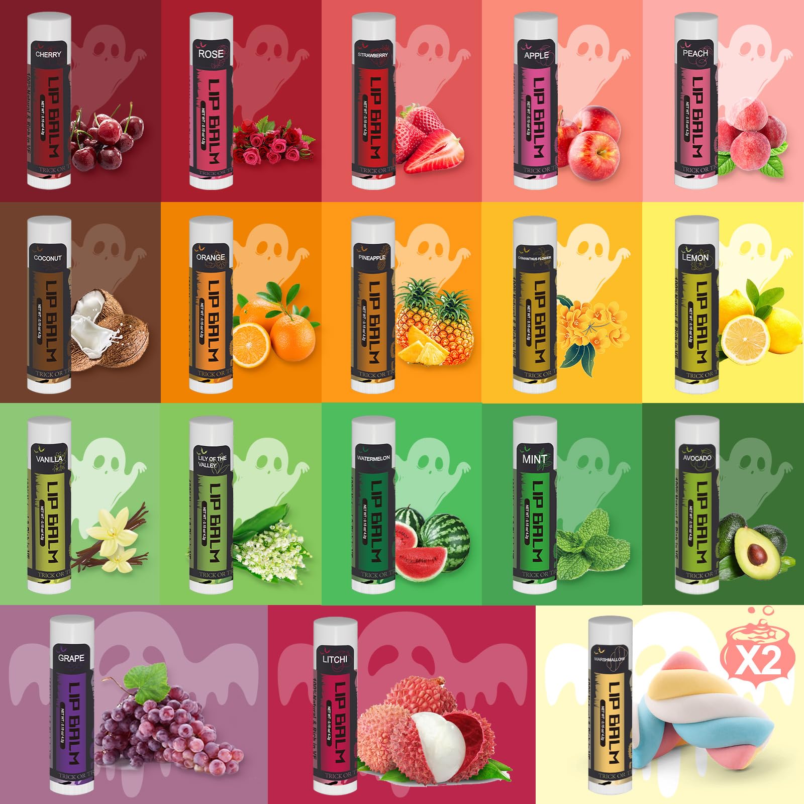 Yopela 18-flavor lip balm assortment suitable for retailers and gifts.