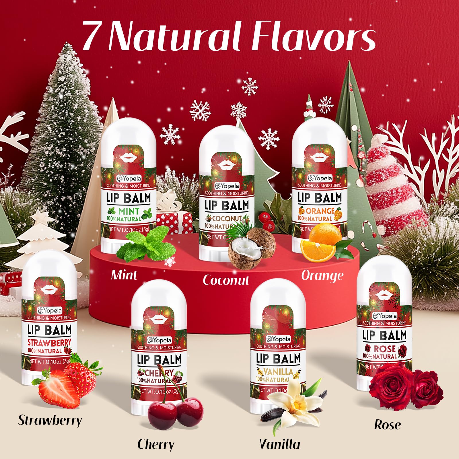 Yopela mini lip balms in a flavors collection for on-the-go hydration