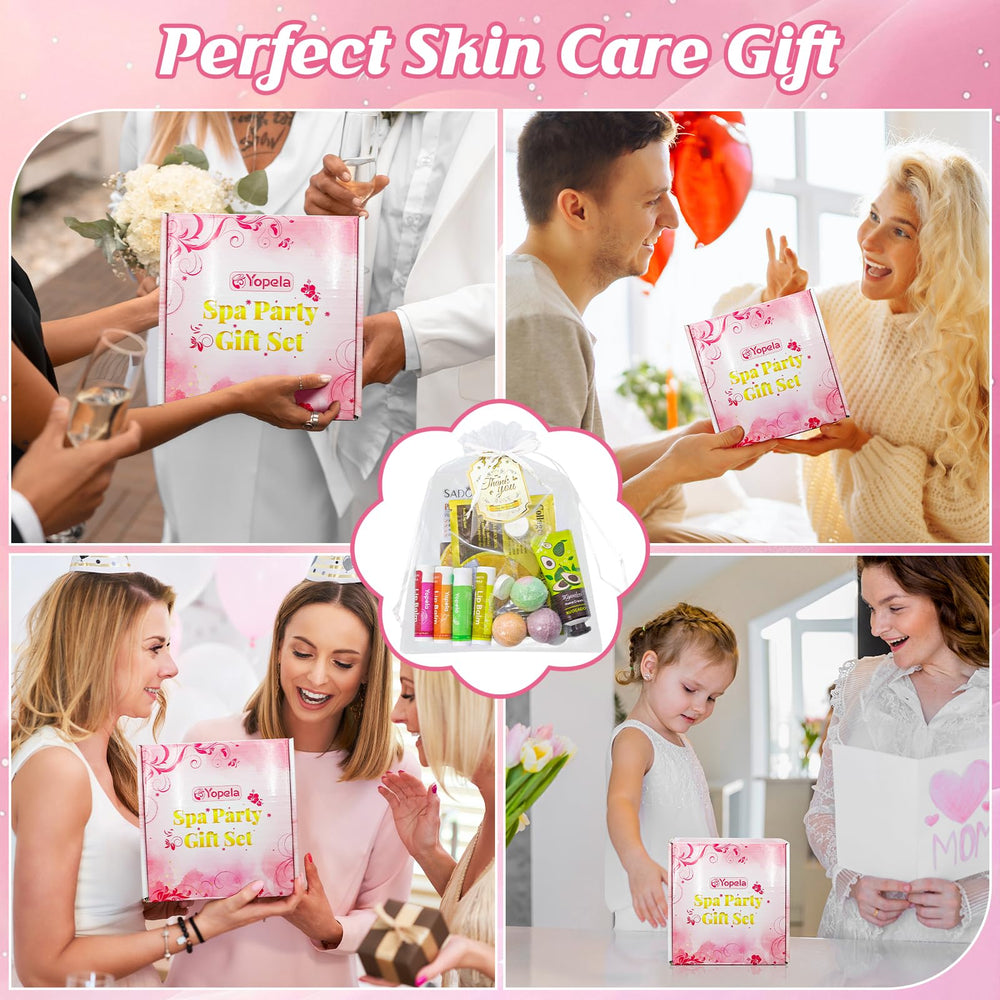 Yopela spa kit lip balm keeping lips soft during pampering.