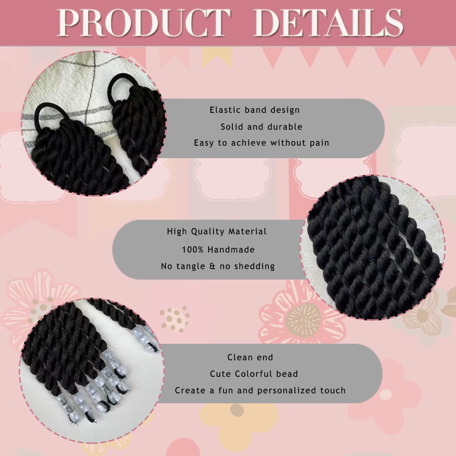 YOROSTAR braided ponytail with beads keeps hair neat during play