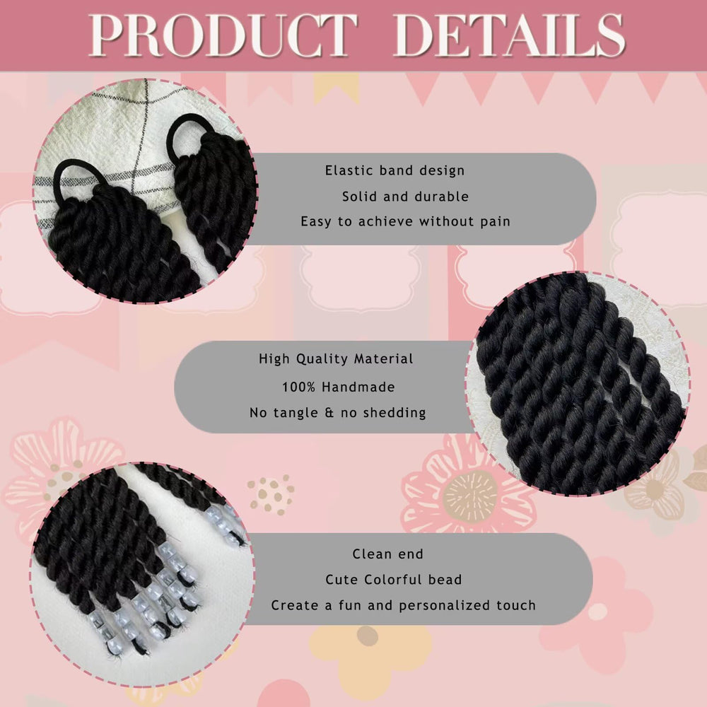 YOROSTAR braided ponytail with beads keeps hair neat during play