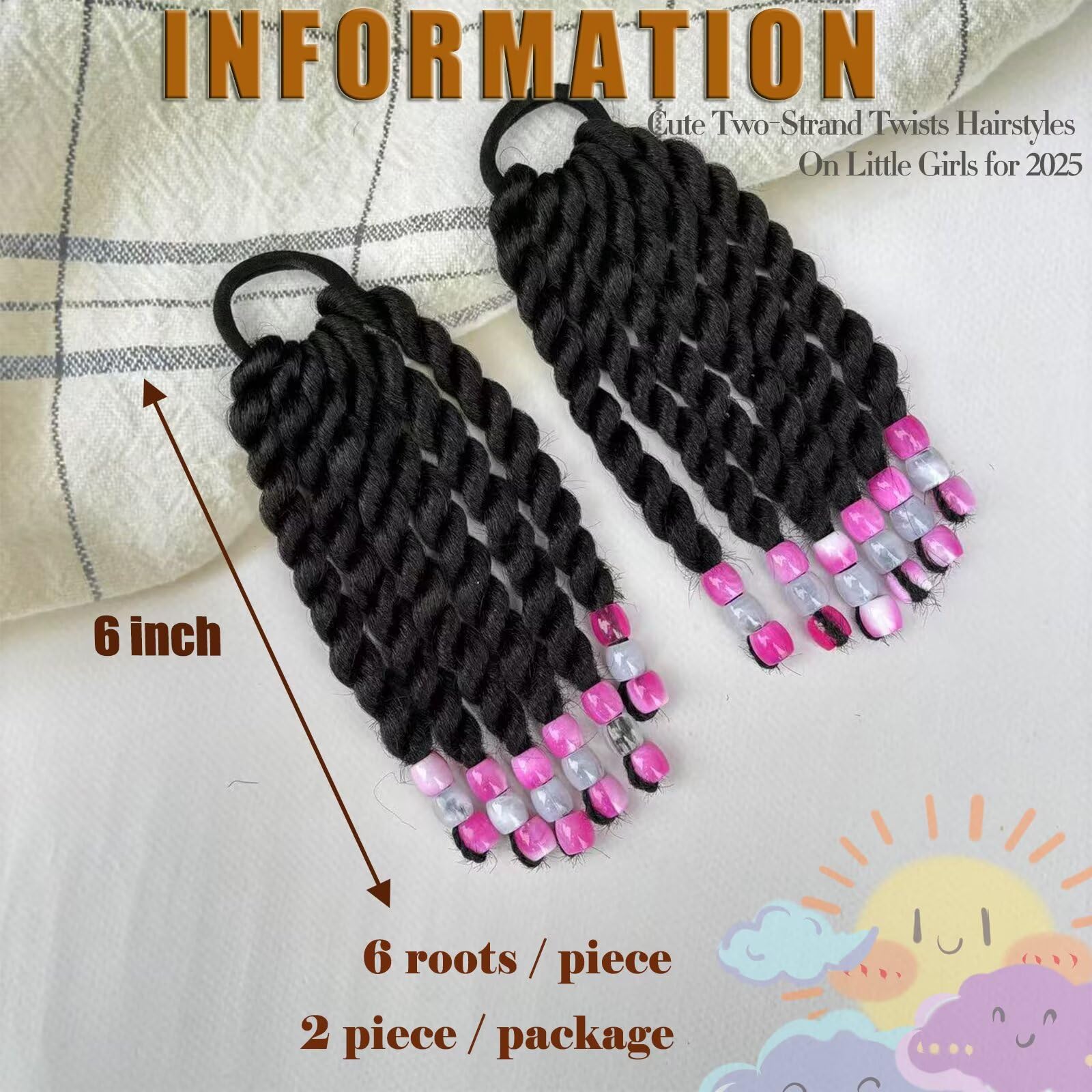 YOROSTAR braids with beads for kids add playful color.