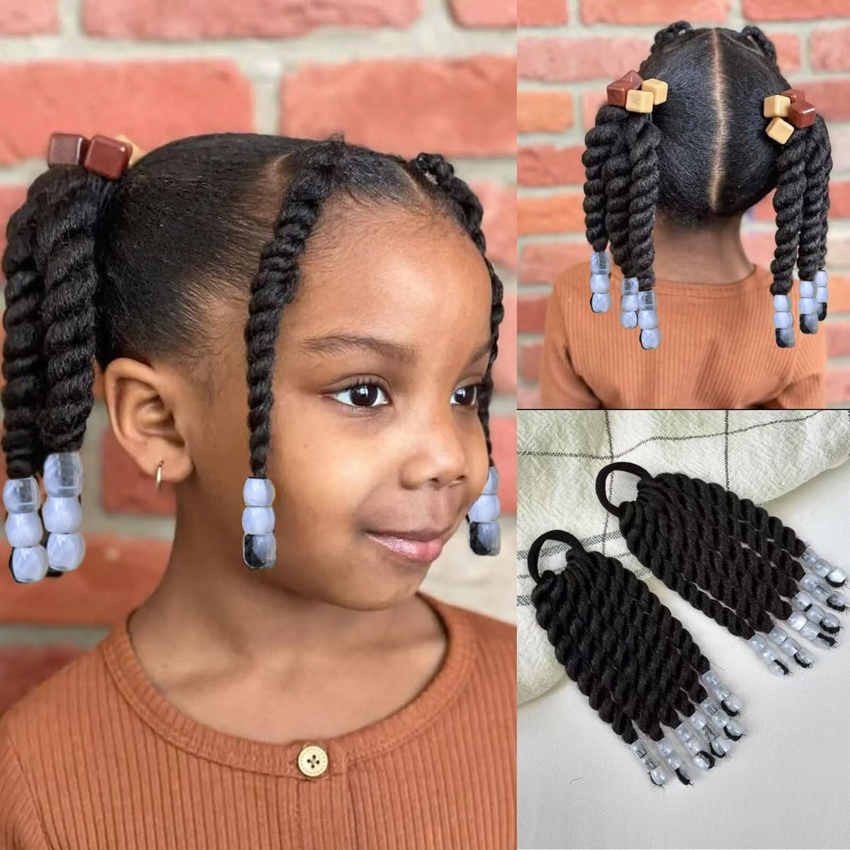 YOROSTAR kids ponytail extension with beads in 6-inch length for quick, secure styling