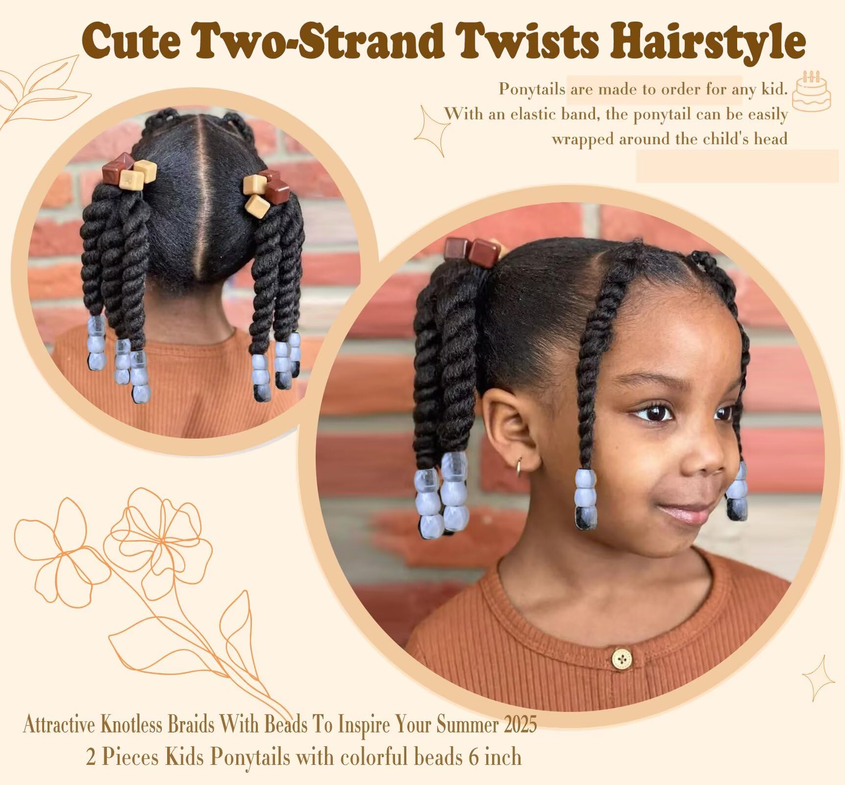 YOROSTAR two-strand twists with beads for quick, tangle-free styling.